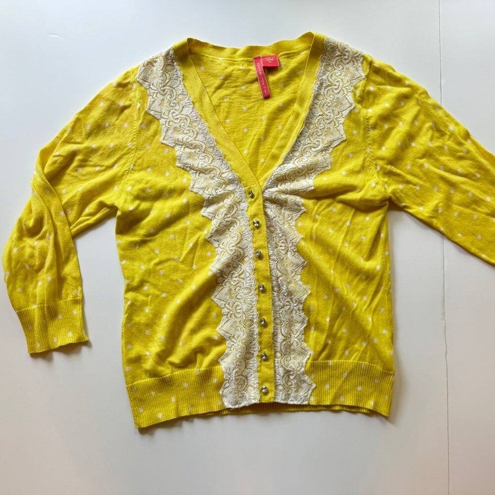 Charlotte yellow polka dot cardigan sz XL